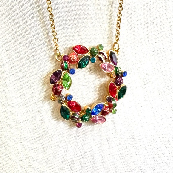 Miriam Haskell Necklace Holiday Collection Circle of Jewels Rhinestone Wreath - Picture 4 of 8